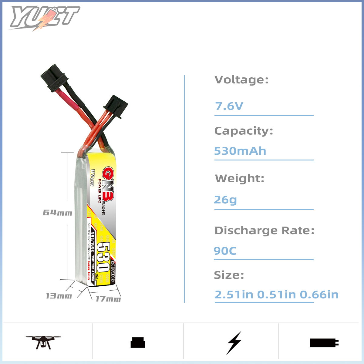 YUCT GNB 2S LiPo Battery LiHV  – Drone Battery Lipo recenzja i cena