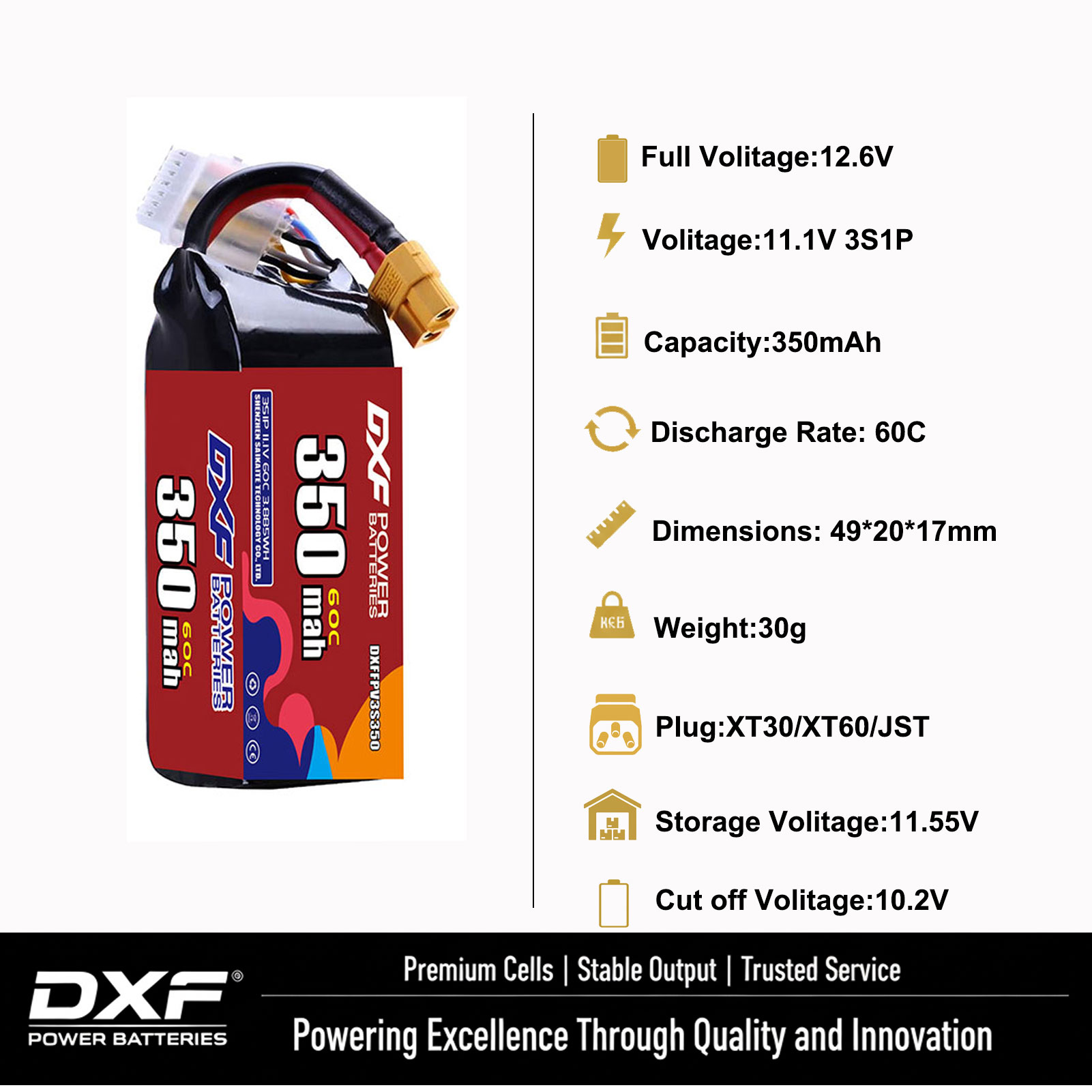 DXF Lipo 3S Battery 11.4V 1700 – Drone Battery 3S recenzja i cena