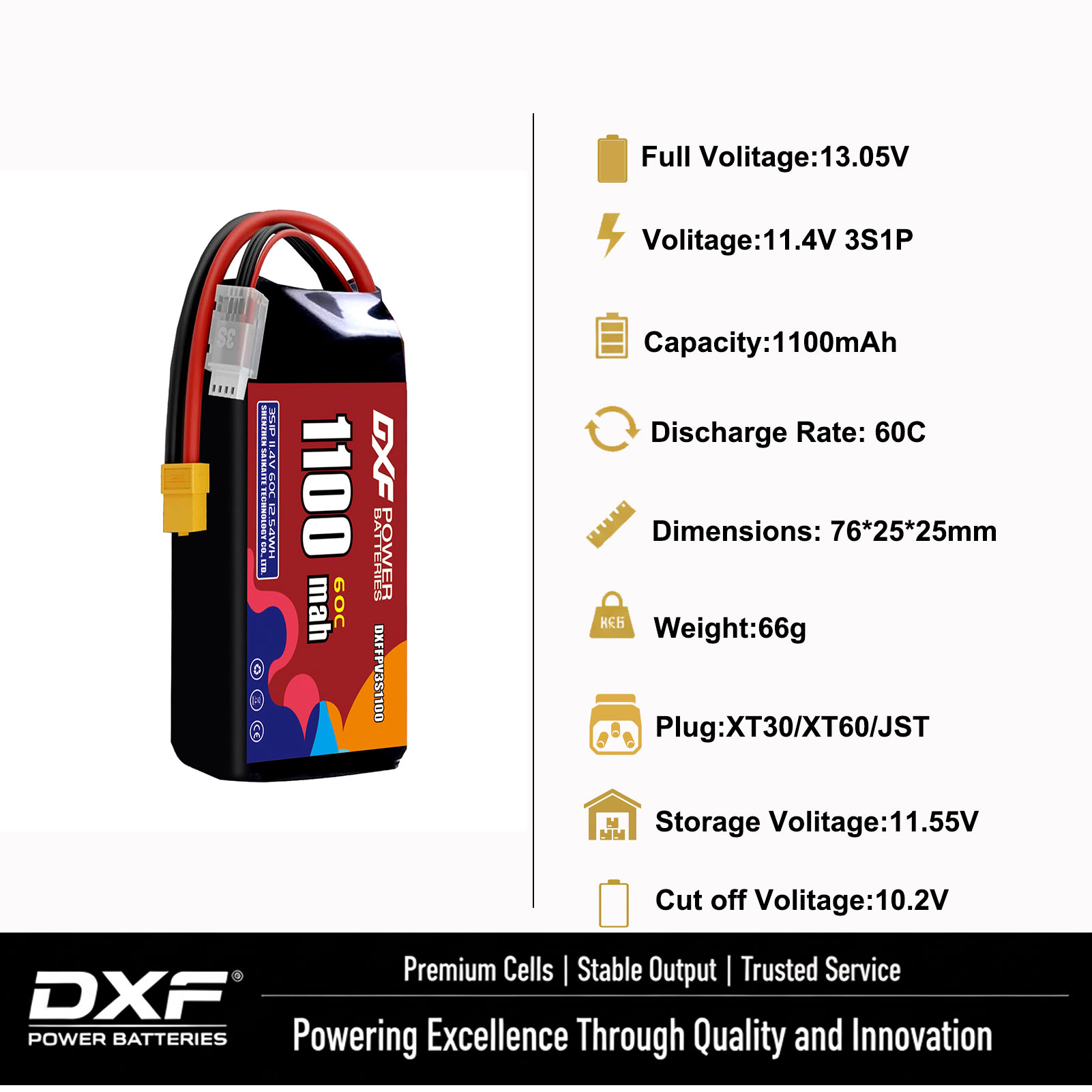 DXF Lipo 3S Battery 11.4V 1700 – Drone Battery 3S recenzja i cena